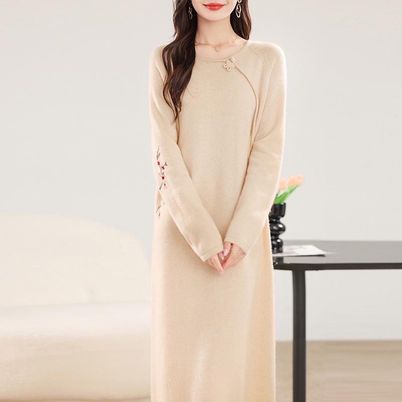 Женское кашемировое платье Qinghe кашемир 30% кашемир 70% шерсть осенне-зимняя кашемировая юбка мягкая и теплая
