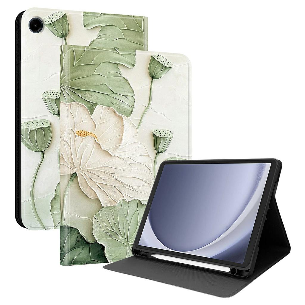 Чехол из ПУ кожи для Samsung Galaxy Tab A11 / Tab A9 с принтом, подставка для планшета с слотом для стилуса (Стилус не входит в комплект)