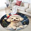 Christmas dog pattern round rug,Carpet Rug for Living Room Bedroom Playroom ,Non-slip Floor Mat,Holiday Gifts and Birthday Gifts.