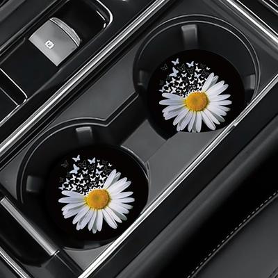 2 шт. Автомобильная подставка, теплоизоляционная подкладка для автомобильного стакана для воды, креативный узор «ромашка» с высококачественной печатью, круглая противоскользящая подкладка