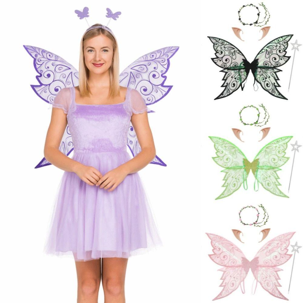 Back Decoration Halloween Cosplay Party Props Fancy Costume Wings Butterfly Fairy Elf Wings Girls