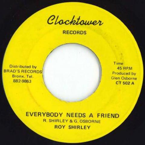 7-дюймовая пластинка ROY SHIRLEY - Everybody Needs A Friend / Friend V CT502 Clocktower США 1976 г. Регги, Ска и Даб США