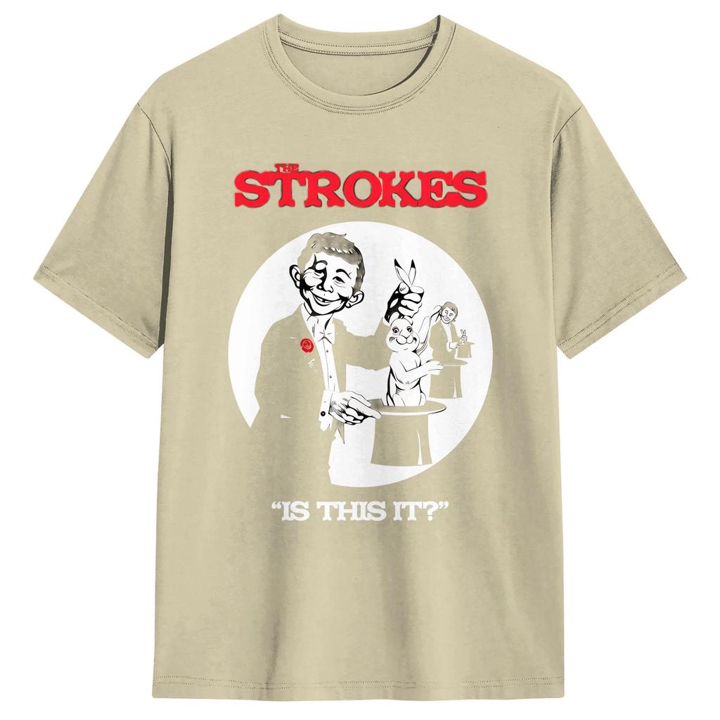 The Strokes Band TShirt Beach Pure Cotton T Shirts For Male Hip Hop Printed Tshirt Short Sleeves Y2K Basic Top Tees