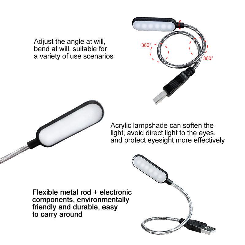 USB LED ночник для ноутбука - Теплый белый, Защита глаз, Портативный для дома и учебы