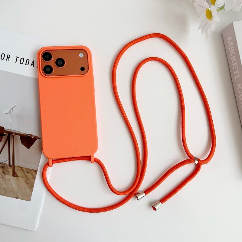 Чехол-кошелек на ремешке через плечо из жидкого силикона для iPhone 17 Pro Max 15 14 13 16 Pro Max, веревочный плечевой ремень, конфетный цвет, мягкая задняя крышка