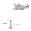 ASTM F136 Titanium 16G Marquise Lotus CZ Flower Flat Back Stud Labret Tragus Helix Cartilage Conch Earring Piercing