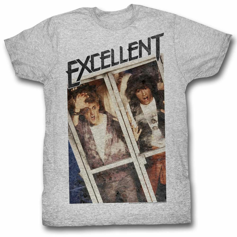 Bill and Ted Excellent Gray Heather Adult T-Shirt Mens Womens Tees Top