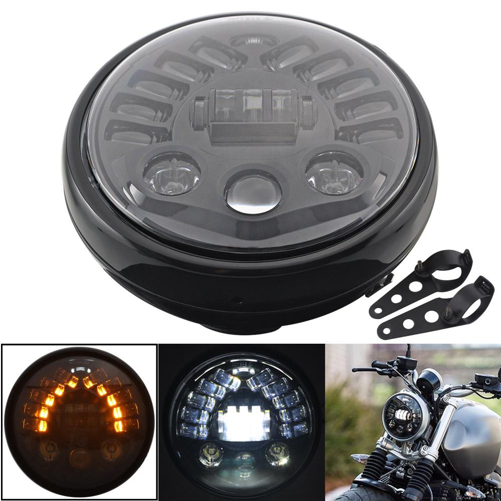 Светодиодная фара для мотоцикла 7,5 дюйма Подходит для Harley Sportster Iron883 XL883 1200 Softail Dyna 7,5" Мотоциклетная фара Cafe Racer