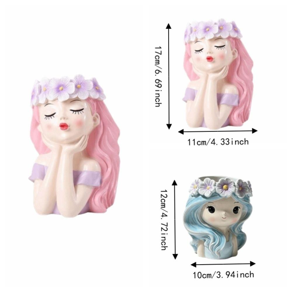 Resin Girl Shape Planter Decoration Fairy Flowerpot Desk Ornaments Flower Pot Indoor