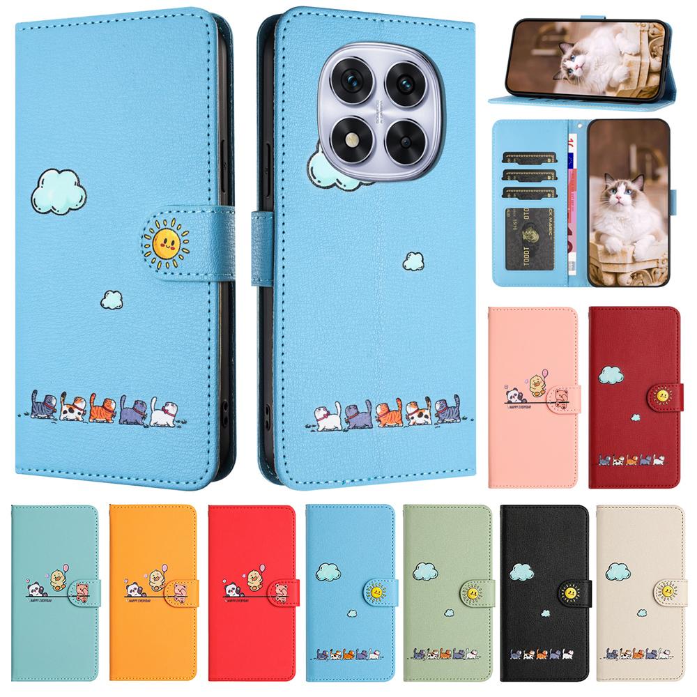 Чехол-книжка с рисунком для Xiaomi 13T Poco X7 X6 M6 M7 Pro Redmi Note 14 13 Pro Plus 13C Turbo 4 K60 Ultra K70E