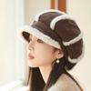 Шапка женская осенне-зимняя бархатная теплая шляпа с утиным язычком, маленькая повседневная шляпа рыбака с завязками, модные кепки