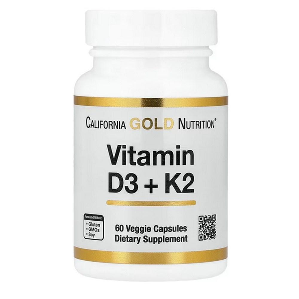 California Gold Nutrition Витамин D3 + K2 60 Вегетарианских Капсул 60 Таблеток 4 шт.