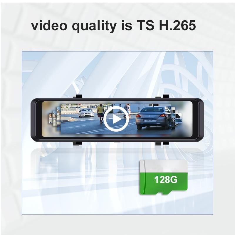 11,26-дюймовый сенсорный 4K автомобильный видеорегистратор с двумя объективами, видеорегистратор с WIFI GPS BSD, зеркало заднего вида, камера 1080P, видеозапись, аудиозапись, парковочный монитор