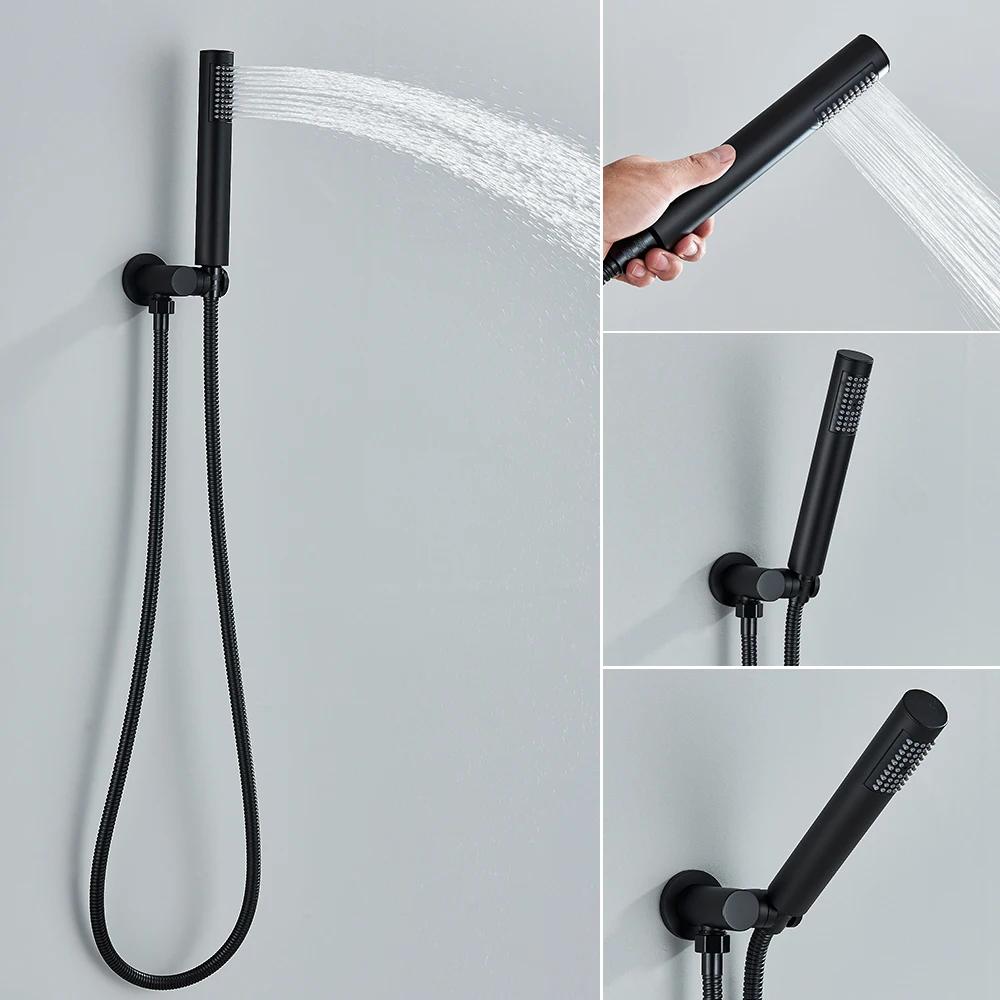 Matte Black Bathroom Shower Systerm Bathtub Faucet Wall Mount Brush Gold 2 Ways Bathtub Mixer Shower Set Mixer Tap