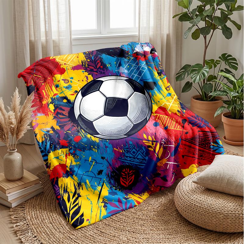 Soccer Ball Artwork Theme blanket Lightweight Warm Flannel Blanket Decorative Throw Blanket for Home Decoration