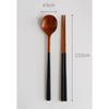 Travel&Cook Wood Dal Spoon Set of 2, Cream, Black, 2 Spoons + 2 Pairs of Chopsticks, Korean Popular Tableware
