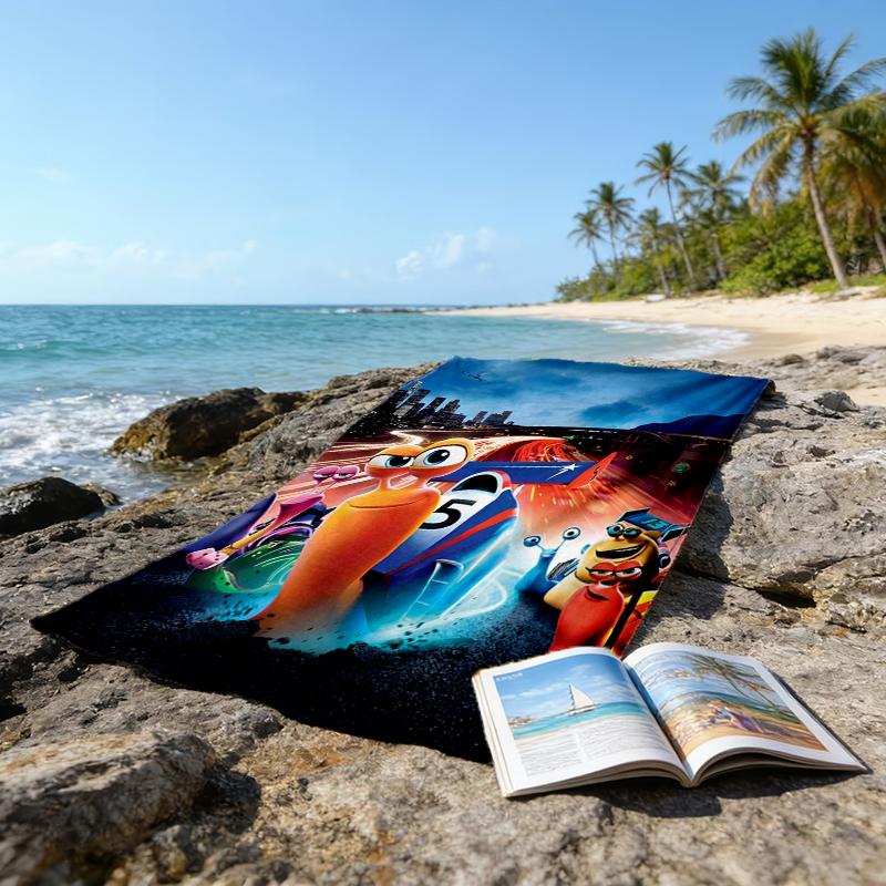 1pc TURBO1 Beach Towel, Beach and Seaside Swimming Pool Equipment, Fashion Pattern, Rectangular, Travel Essentials