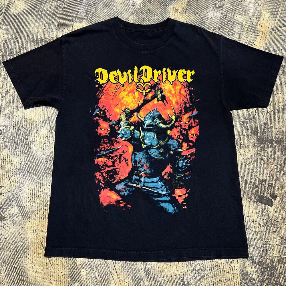 DevilDriver Футболка ЧЕРНАЯ МУЖСКАЯ ХЛОПОК gIDFFL ДЛЯ ФАНАТА Унисекс Футболка