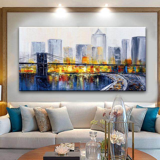 RELIABLI ART Abstract City Building Landscape Posters Home Wall Canvas Paintings For Cuadros Living Room Decor Pictures No Frame