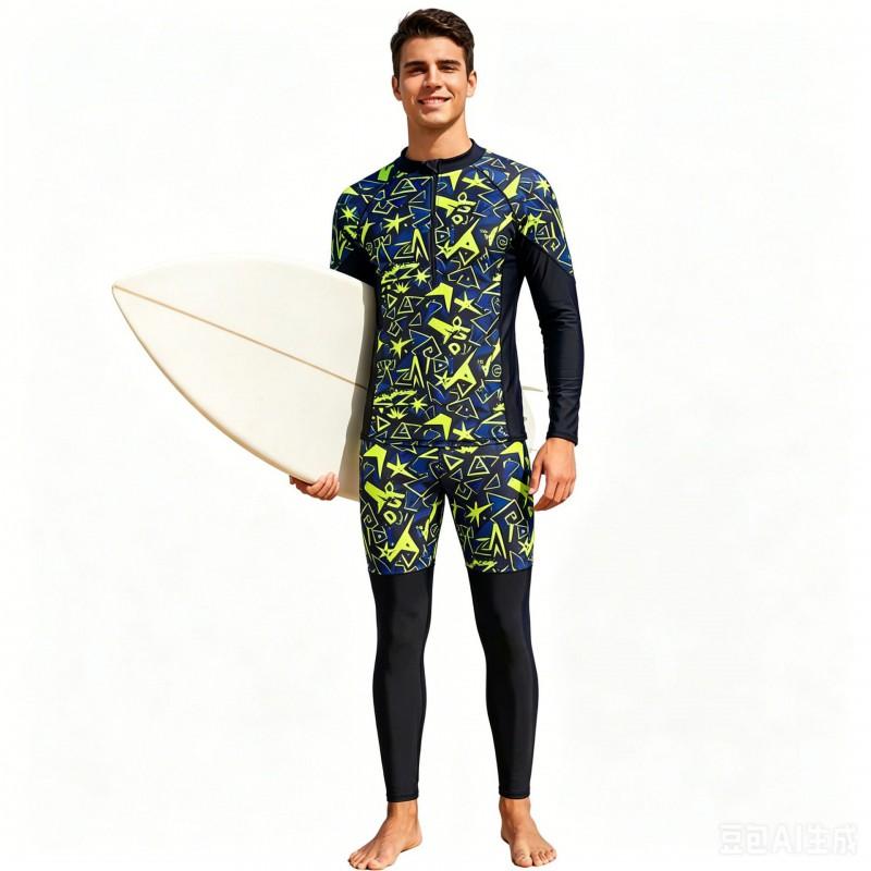 Мужской комплект с длинным рукавом и штанами для защиты от солнца (rash guard) УФ-защита Быстросохнущий Для снорклинга Серфинга Купальный костюм Взрослые