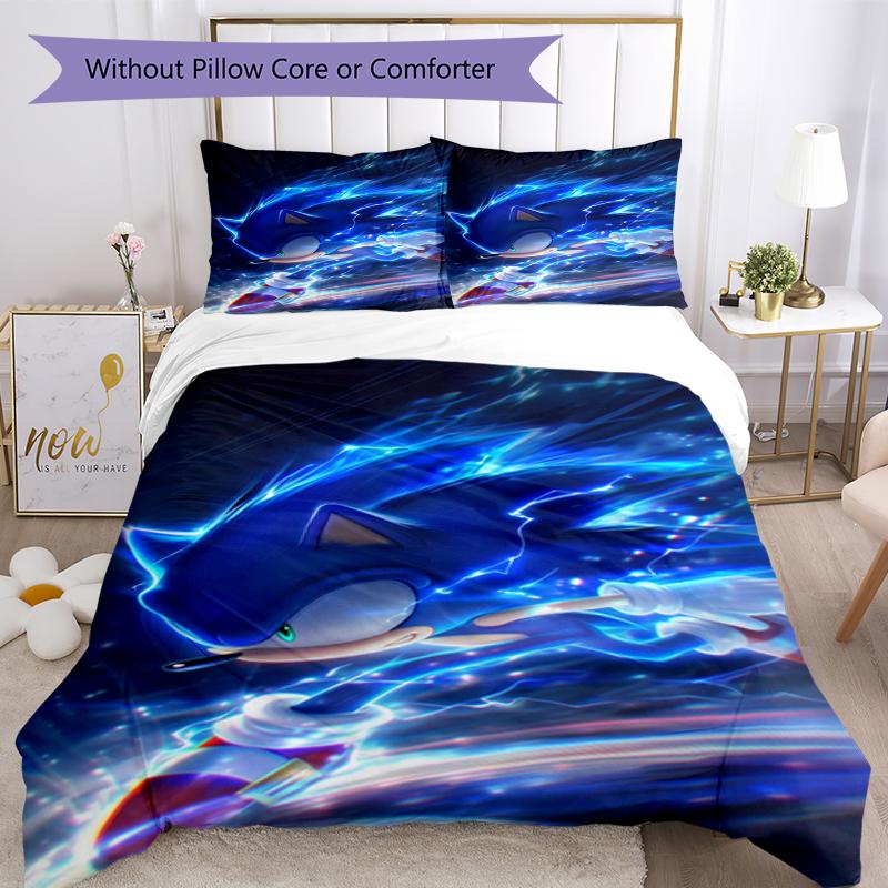 3pcs Sonic Bedding Set Duvet Cover Closure Includes 1 Duvet Cover & 2 Pillowcases, Soft and Comfortable for All Seasons.