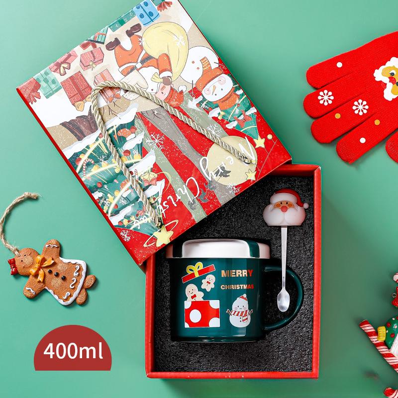 Рождественская чашка креативная рождественская керамическая чашка милая кружка с крышкой ложка чашка набор подарочный