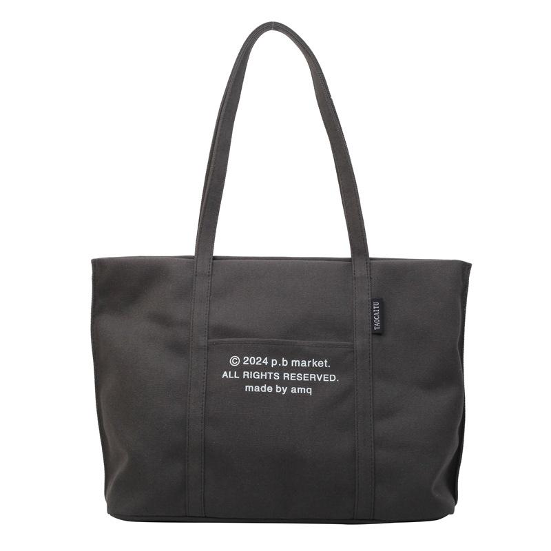 Сумка через плечо из холста с буквенным принтом, женская сумка-тоут, большая вместительная сумка для поездок на работу, школьная сумка для студентов