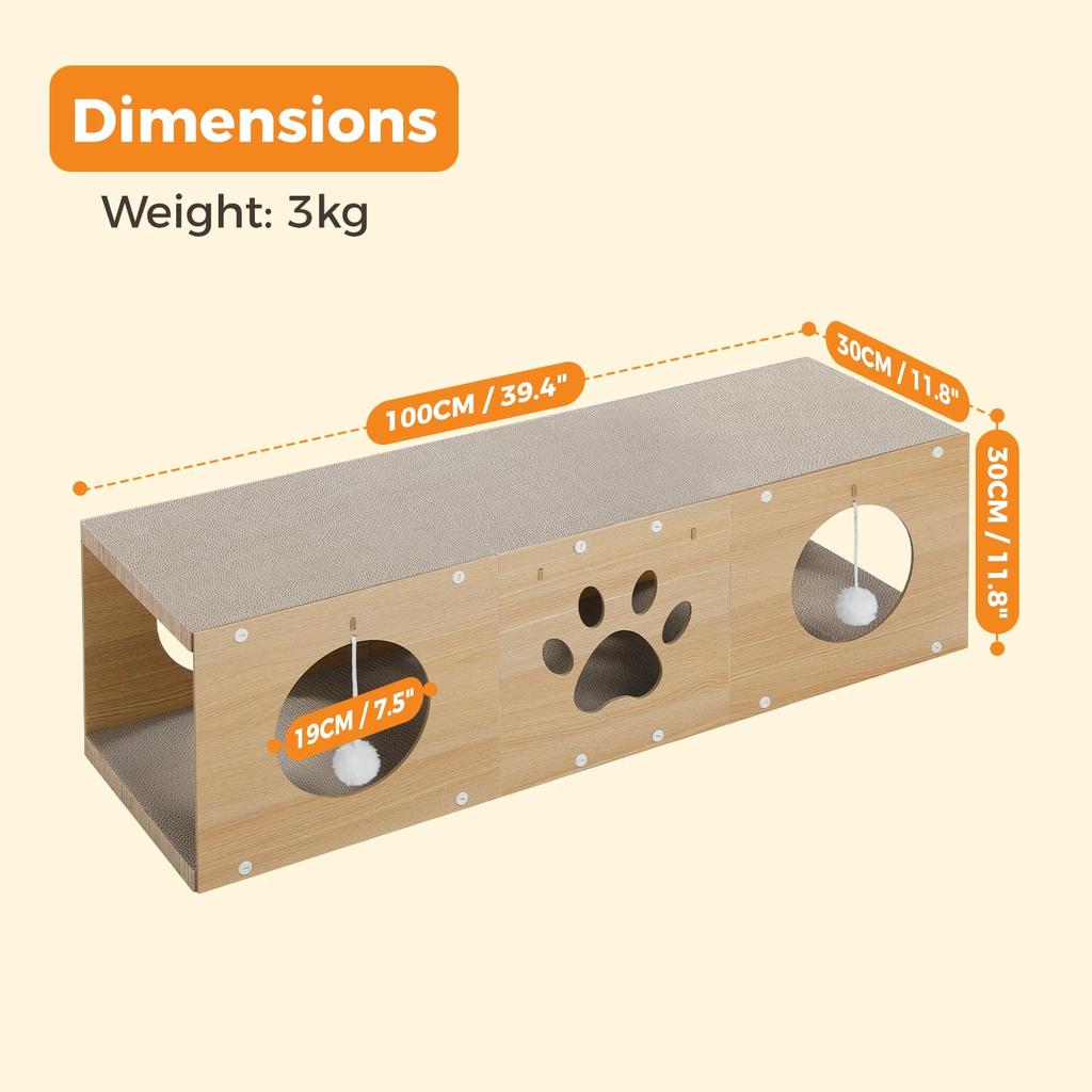 PAWZ Road Когтеточка для кошек Картонная когтеточка Туннель для заточки когтей Дом для заточки когтей Кошачьи игрушки для нескольких кошек Легко хранить