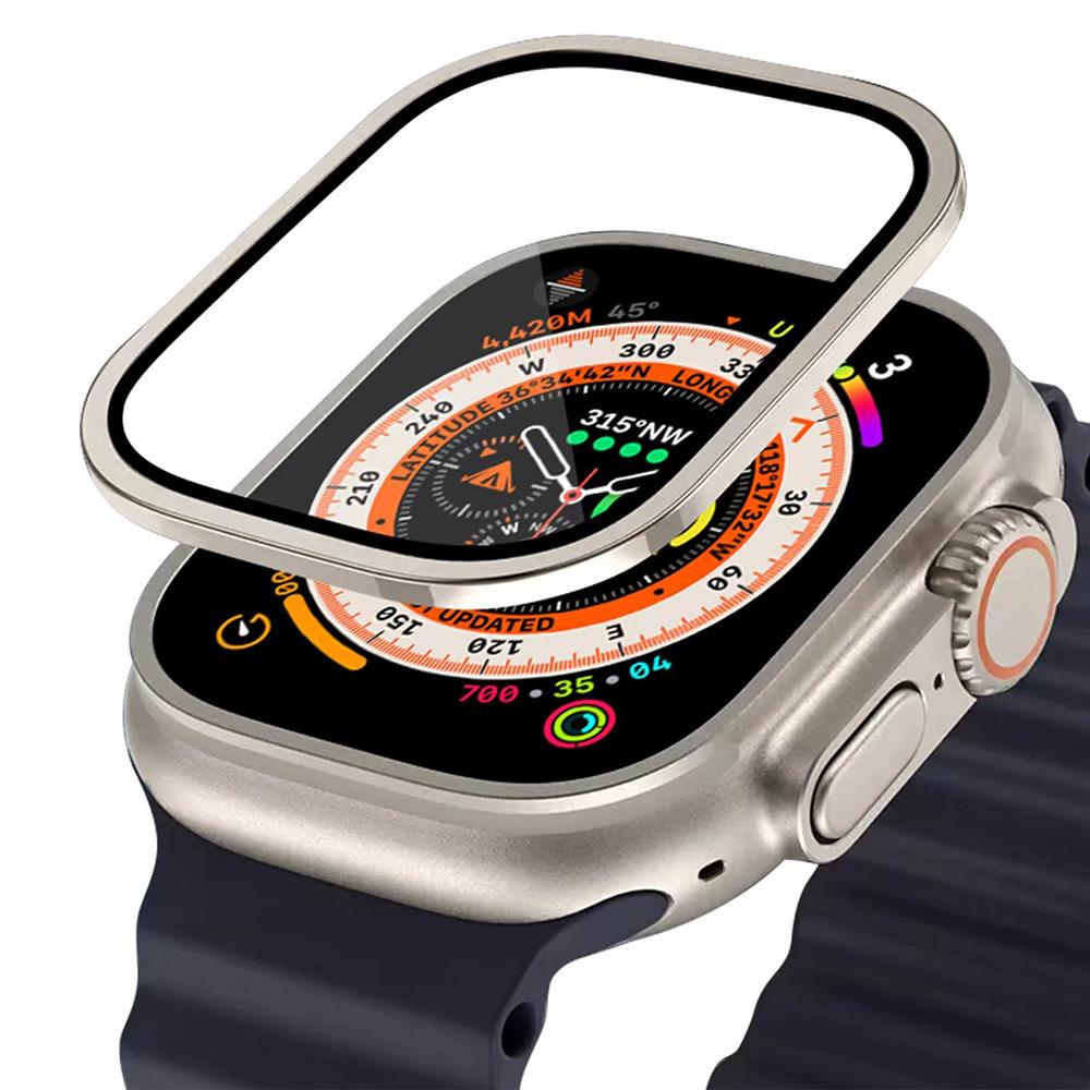 Корпус из алюминиевого сплава + закаленное стекло для Apple Watch Ultra 2 49 мм Защитная пленка от царапин для iWatch Ultra 49 мм