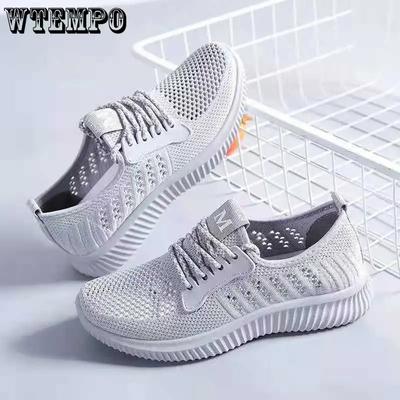 Женская спортивная обувь, летняя универсальная повседневная обувь с дышащей сеткой, осенняя нескользящая однотонная обувь с мягкой подошвой для мам