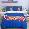 3pcs Hot Wheels logo pattern bedding set duvet cover set includes duvet cover &pillowcases, perfect all season bedroom decoration & gift