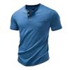 Men's Summer Solid Color Pocket T-Shirts Button Henry Collar Casual Daily Office Short Sleeve Top Tees Hip Hop Streetwear Tee