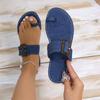 Летняя обувь для женщин 2024 года, женские летние слипоны, однотонные, повседневные, с открытым носком, джинсовые, плоские, с мягкой подошвой, сандалии De Plataforma Para Mujer