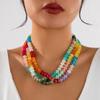 Colorful Acrylic Beaded Rainbow Necklace - Irregular Clavicle Chain