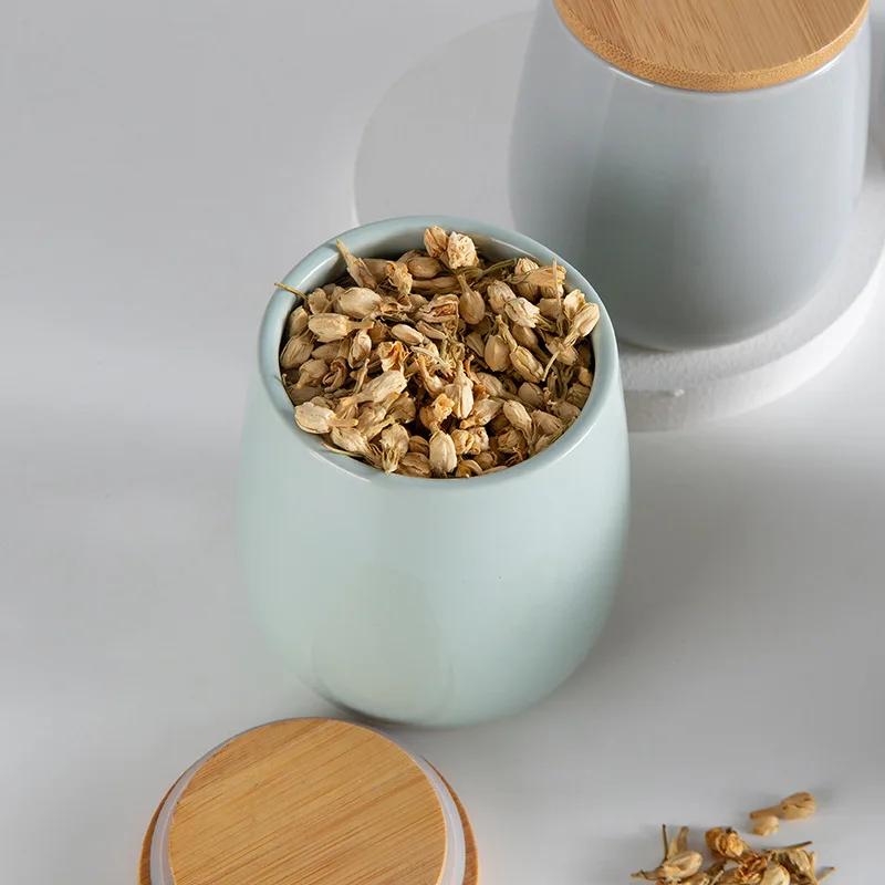 Современная Минималистичная Керамическая Банка с Деревянной Крышкой Герметичная Банка Кухонные Принадлежности для Хранения Банка для Хранения Разные Крупы Кофе Чай Пищевые Банки