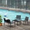 Outdoor Lounge Set. 4-Piece with 1 Coffee Table, 2 Garden Chairs, and 1 Metal Bench. Black