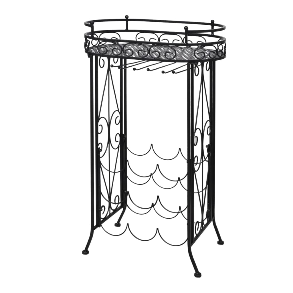9 Bottle Wine Rack with Stemware Holder Metal