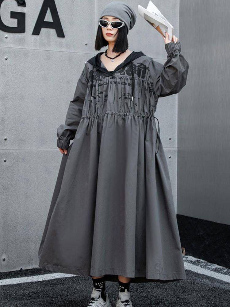 Xitao Осеннее повседневное женское платье с капюшоном и принтом ZYY1001