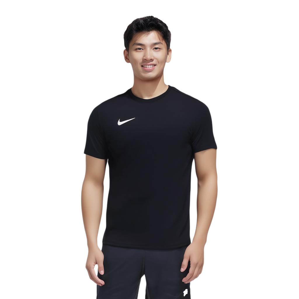 Nike Однотонная футболка с коротким рукавом и круглым вырезом, с простым принтом и небольшим логотипом, быстросохнущая, мужская, черная HF0524-010