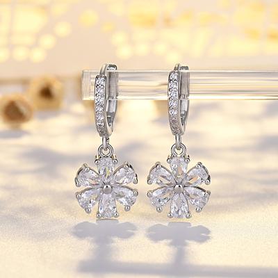 Серьги из стерлингового серебра 925 пробы с изысканным цирконом для женщин Модные Вечерние Украшения Длинные Серьги Подарки Свадебный Подарок милые