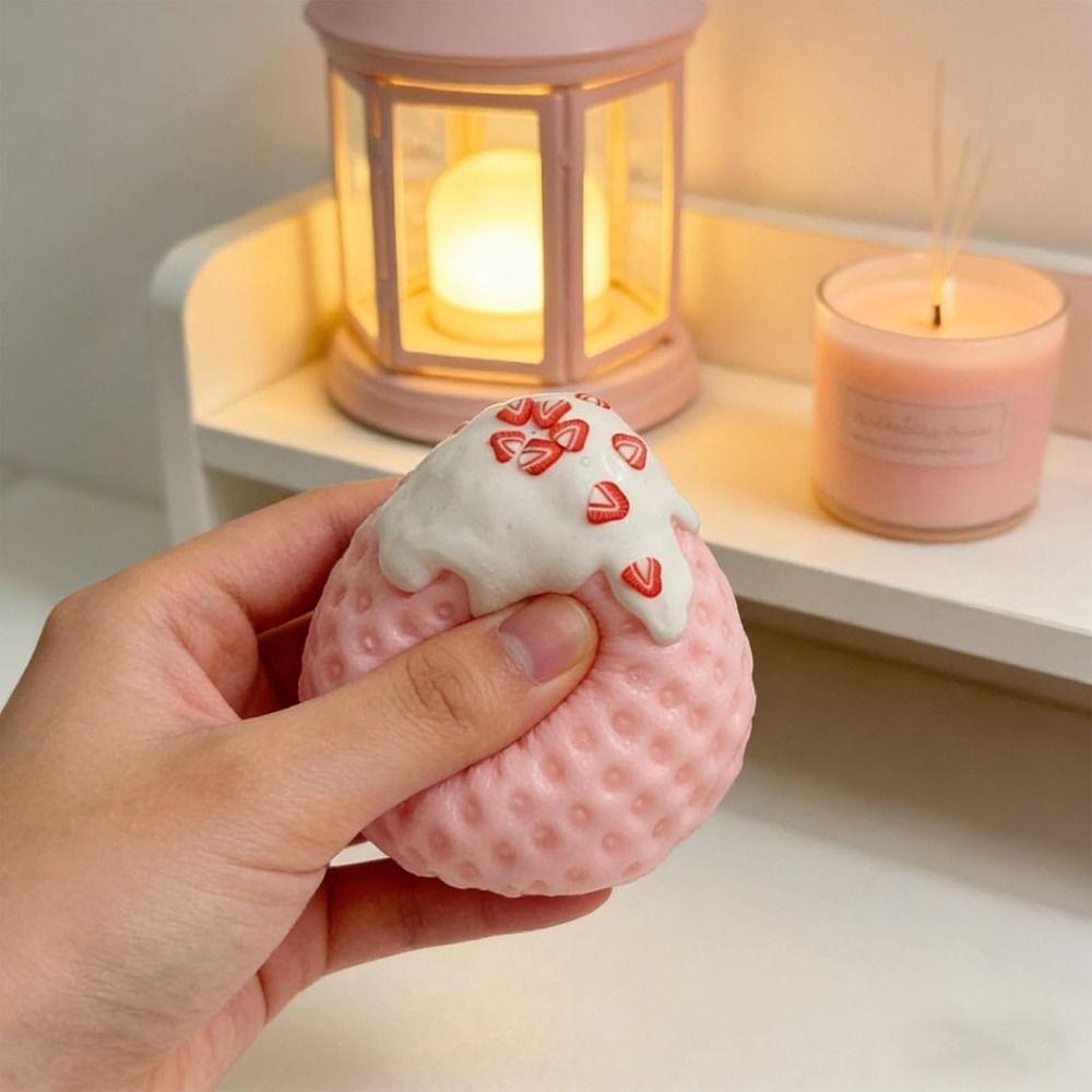 New Silicone Squeeze Soft Slow Resilience Stawberry Slow Rising Fidget Stress Relief Sensory Ball For Anxiety Relief