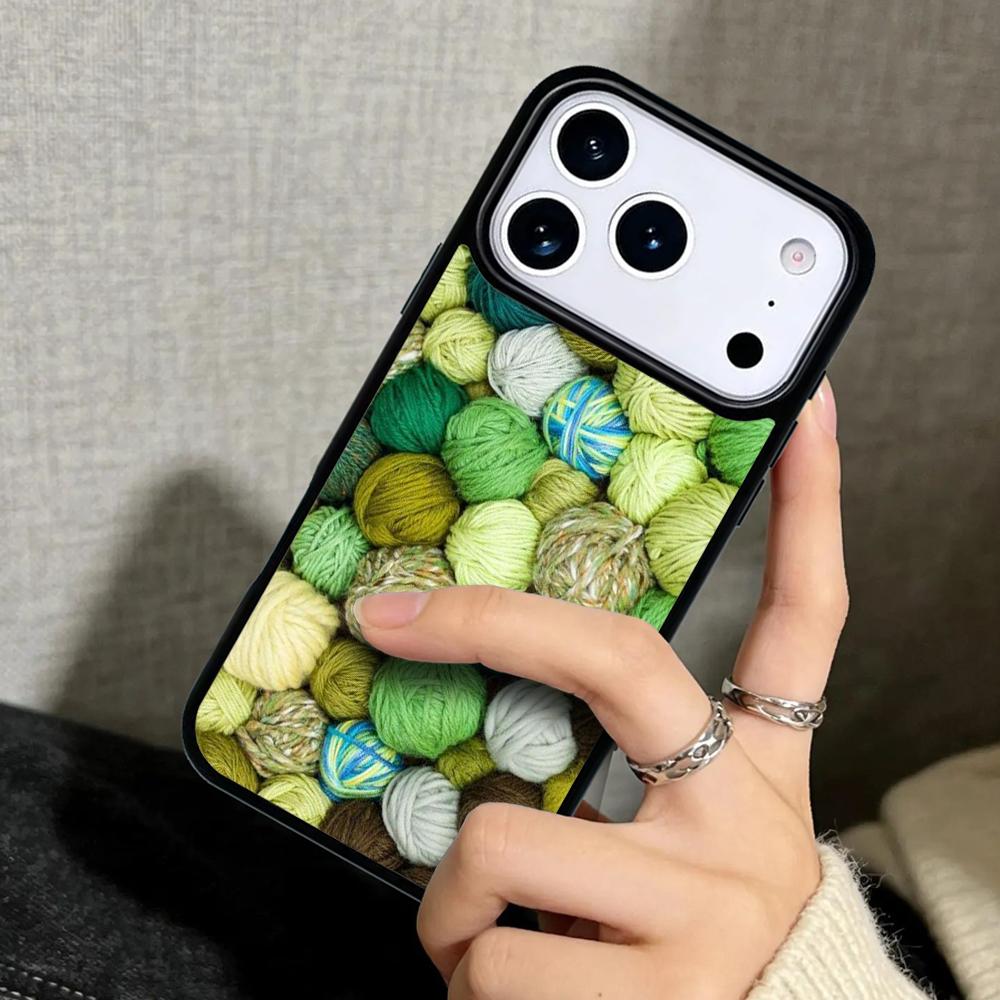 Capa Case for iPhone 17 Air 16 Pro Max 15 Plus 11 13 Mini 14 12 Back Phone Cover Sewing Knitting Crochet