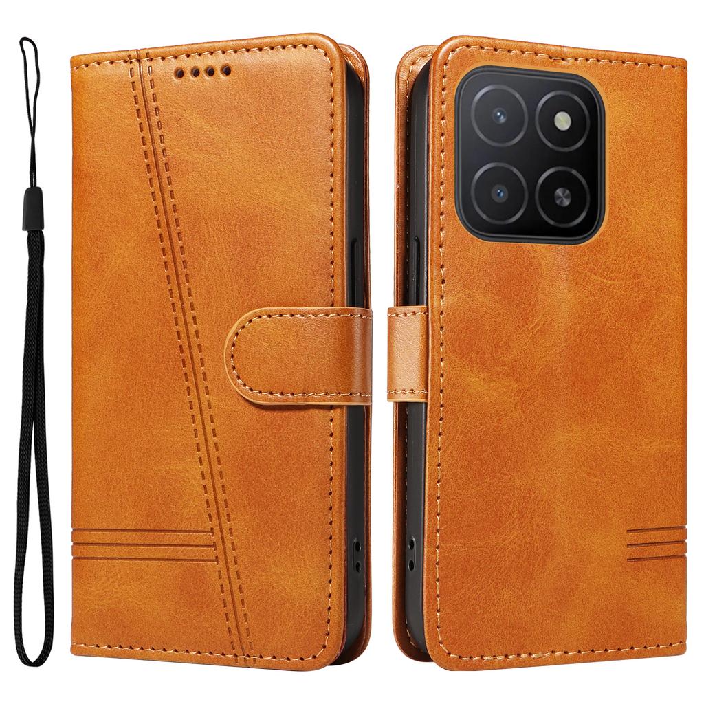 For Honor X5b/X5b Plus Wallet Phone Case T-Shape Lines Leather Cover