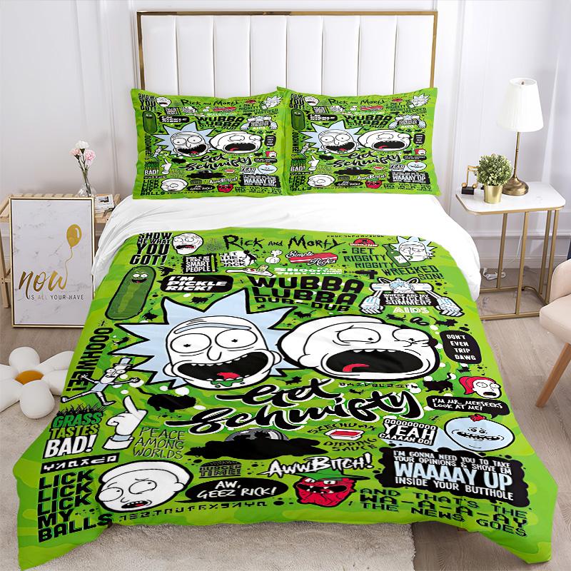 Rick Morty Mashup Stickers Print 3Pcs Bedding Setduvet Cover With 2 Bedropillowcase Home Birthday Gift