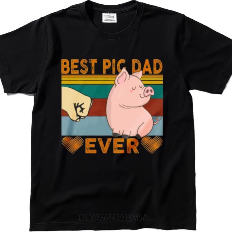 New Arrived For him summer tshirt Vintage Best Pig Dad Ever With Heart And Hand Retro Unisex tops Comfort Tshirt Quick Dry Shirt