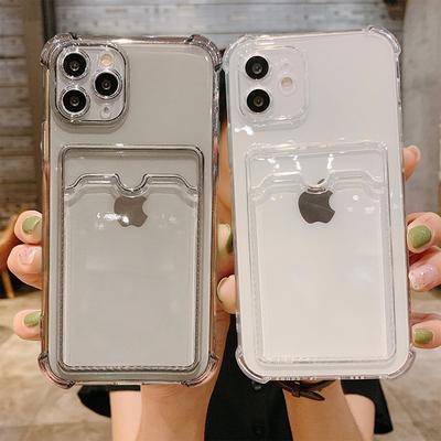 Прозрачный держатель для карточек, прозрачный чехол для телефона Iphone 11 12 13 14 Pro Max Xr X Xs Se 2020 7 8 Plus, мягкий противоударный чехол из ТПУ