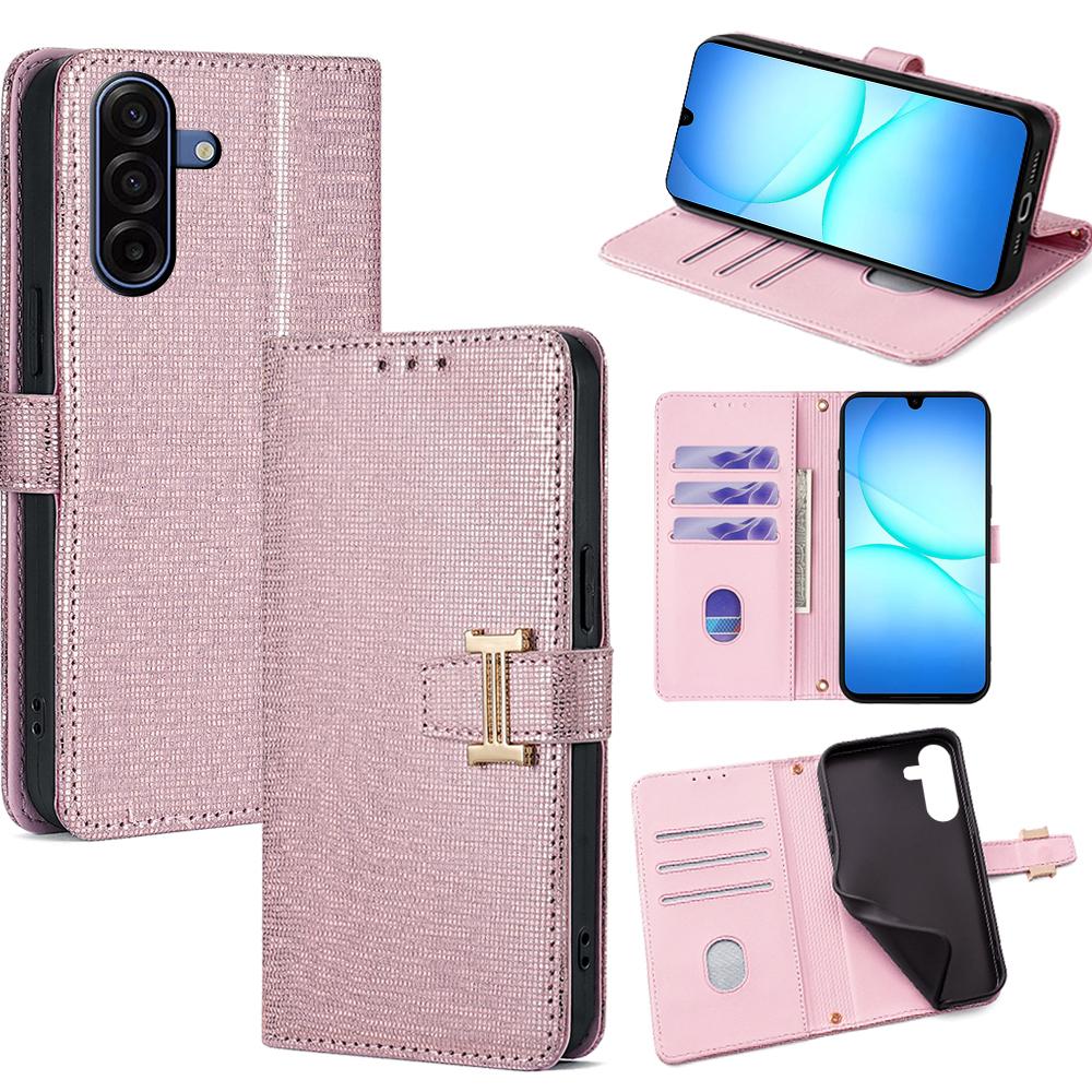 For Samsung Galaxy A17 5G Case Metal I-Buckle PU Leather Wallet Phone Cover