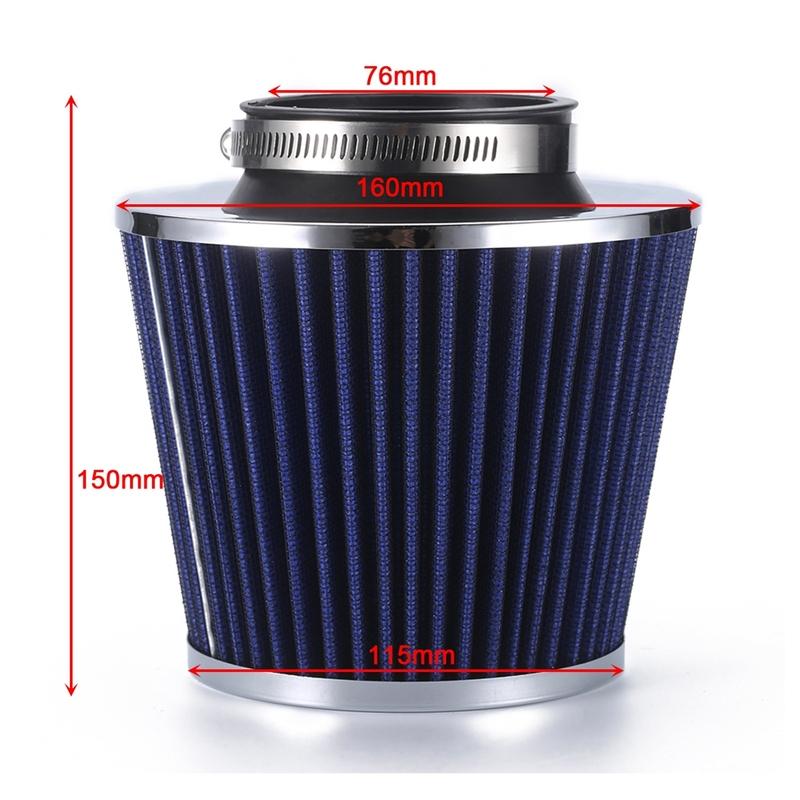 76mm 3inches Car Refitted Winter Mushroom Head Air Filter Intake Pipe Filter High Flow High Cold Air Filter Aluminum Pipe Kit