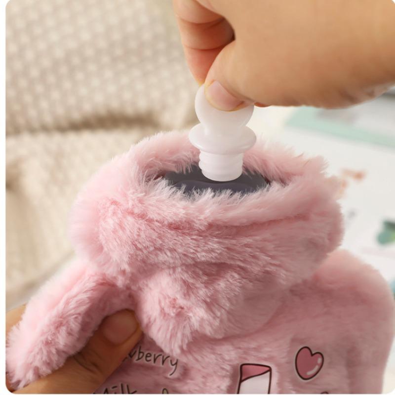 Cartoon Plush Rabbit Bear Hot Water Bottle Water Filling Velvet Small Portable Student Hand Warmer Cute Warm Water Bag 500ml