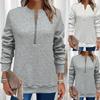 Women Spring Autumn New Style Hoodie Half Zip Design Sense Crew Neck Long Sleeve Solid Color Casual Versatile Top